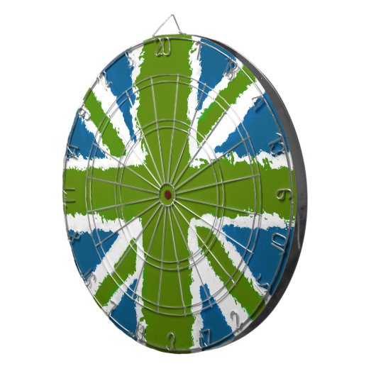 Union Jack Art Groene Blauwgroen Tonen Bar Spellet Dartbord (Voorkant Rechts)