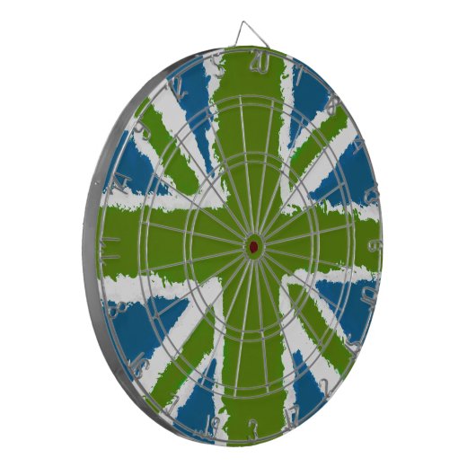 Union Jack Art Groene Blauwgroen Tonen Bar Spellet Dartbord (Voorkant Links)