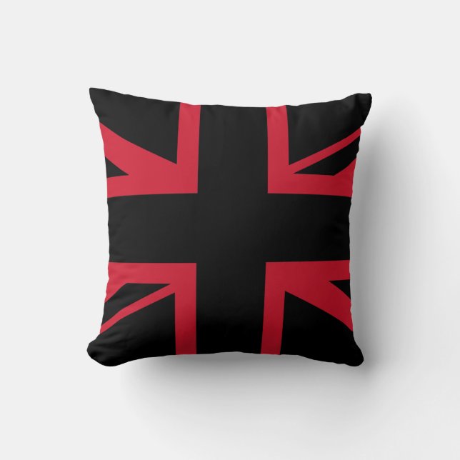 Union Jack ~ Black en Red Kussen (Voorkant)