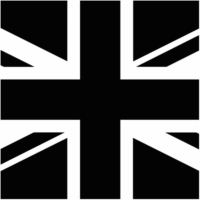 Union Jack ~ Black en White Fotobeeldje Sleutelhanger (Voorkant)