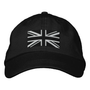 Union Jack ~ Black en White Geborduurde Pet