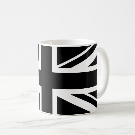 Union Jack ~ Black en White Koffiemok (Voorkant rechts)
