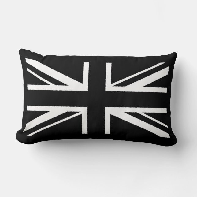 Union Jack ~ Black en White Kussen (Voorkant)
