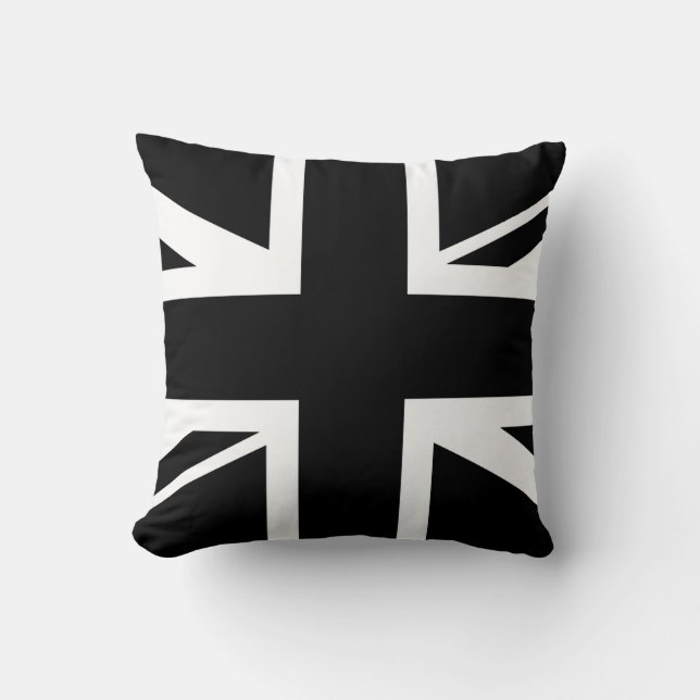 Union Jack ~ Black en White Kussen (Voorkant)
