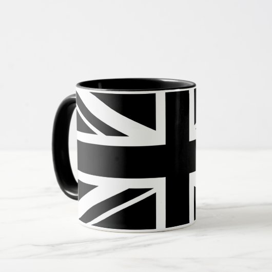 Union Jack ~ Black en White Mok (Voorkant links)