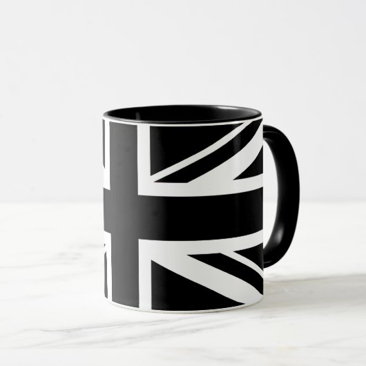Union Jack ~ Black en White Mok (Voorkant rechts)