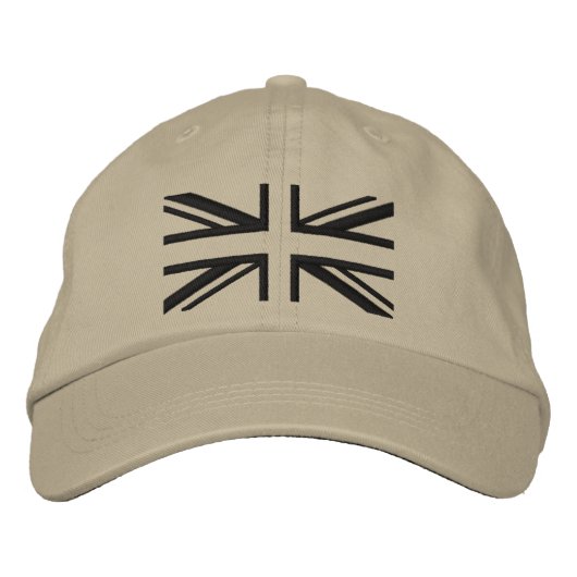 Union Jack ~ Black Modern Geborduurde Pet (Voorkant)
