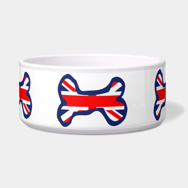 Union Jack Bone Pet Bowl Voerbakje (Voorkant)