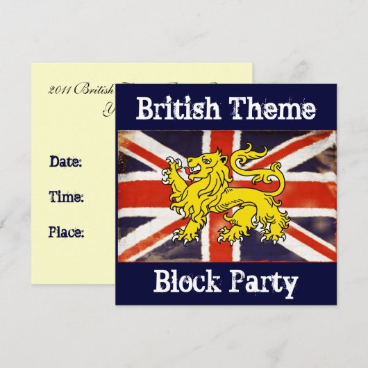 Union Jack British Block Party Uitnodiging (Voorkant / Achterkant)