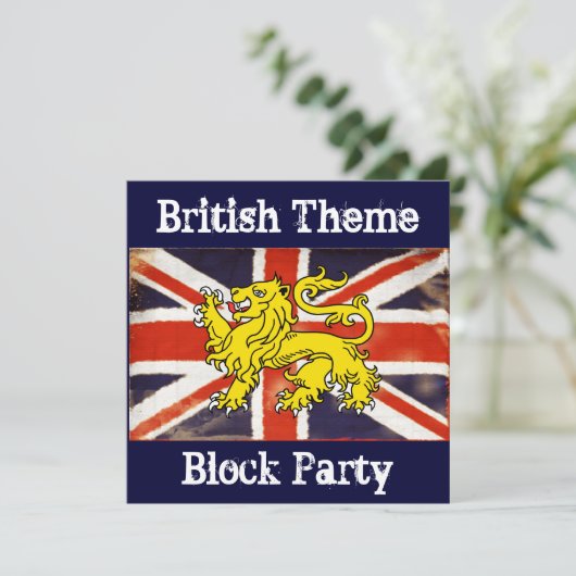 Union Jack British Block Party Uitnodiging (Staand voorkant)