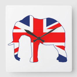 Union Jack British Elephant Clock Vierkante Klok