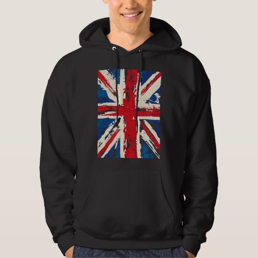 Union Jack British England United Kingdom Brushed  Hoodie (Voorkant)