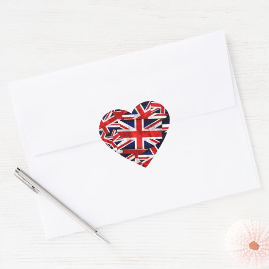 Union Jack British England Vlag Hart Sticker (Envelop)