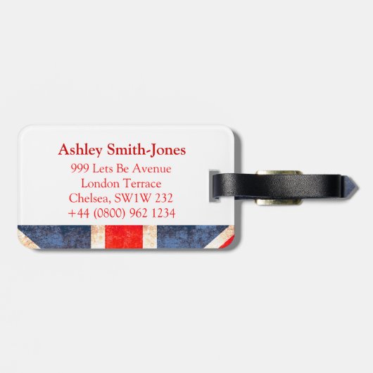 Union Jack British flag bagagelabel (Achterkant horizontaal)