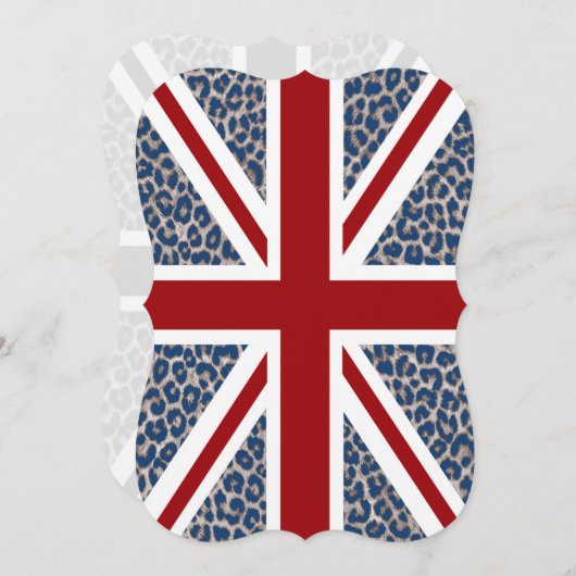 Union Jack British Flag met Blue Cheetah Print Kaart (Voorkant / Achterkant)