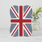 Union Jack British Flag met Blue Cheetah Print Kaart (Staand voorkant)