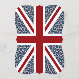 Union Jack British Flag met Blue Cheetah Print Kaart