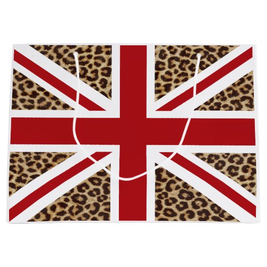 Union Jack British Flag met Cheetah Print Large Cadeautasje (Voorkant)