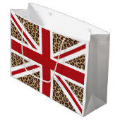Union Jack British Flag met Cheetah Print Large Cadeautasje (Voorkant Gekanteld)