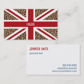 Union Jack British Flag met Cheetah Print Visitekaartje (Voorkant / Achterkant)