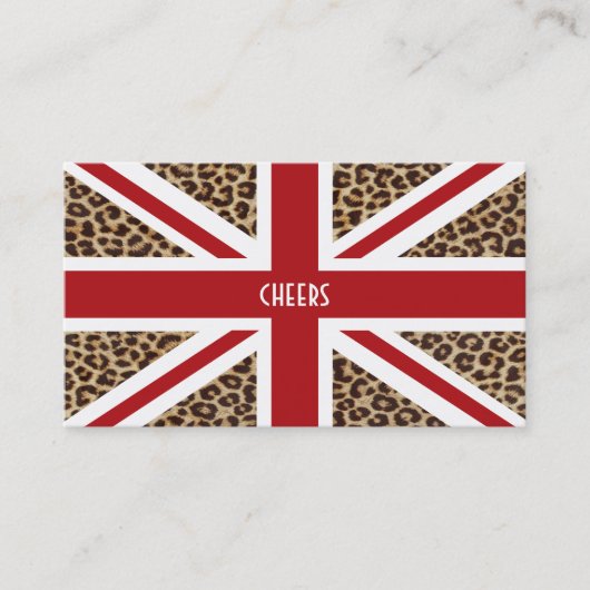 Union Jack British Flag met Cheetah Print Visitekaartje (Voorkant)