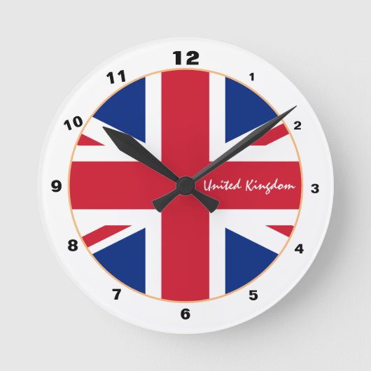 Union Jack, British Flag & United Kingdom Home Ronde Klok (Voorkant)