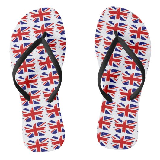 Union Jack British Flag With Grunge Teenslippers (Voetbed)