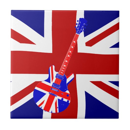 Union Jack British Guitar Art. 2 Tegeltje (Voorkant)