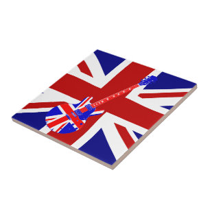 Union Jack British Guitar Art. 2 Tegeltje