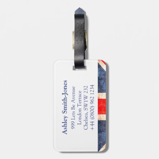 Union Jack British lion roar flag bagagelabel (Achterkant verticaal)