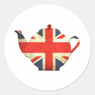 Union Jack British Teapot Ronde Sticker