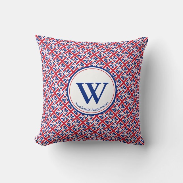 UNION JACK Brits Maatwerk Monogram Patriottisch Kussen (Voorkant)