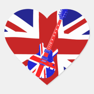 Union Jack Britse gitaar Art 2 hartvorm sticke Hart Sticker