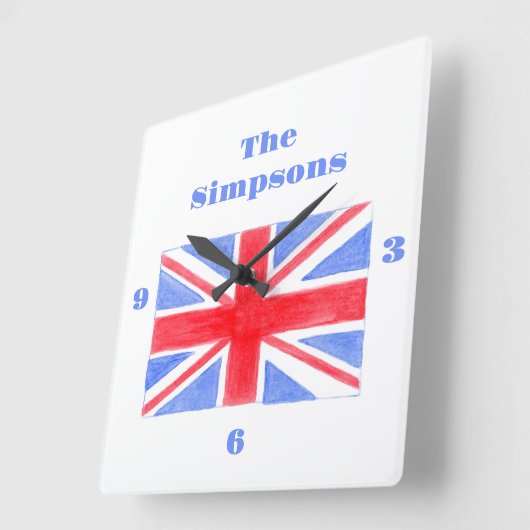 Union Jack Britse vlag Britannia Vierkante Klok (Hoek)