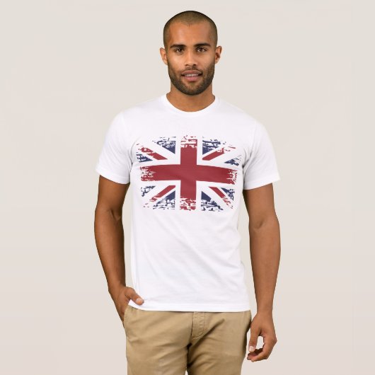 Union Jack (Britse vlag), grunge stijl. T-shirt (Voorkant volledig)
