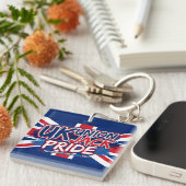 Union Jack Britse Vlag Vintage Gepersonaliseerd Sleutelhanger (Voorkant Rechts)