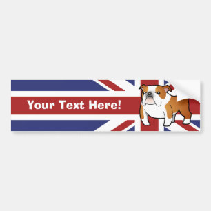 Union Jack Cartoon English Bulldog Bumpersticker