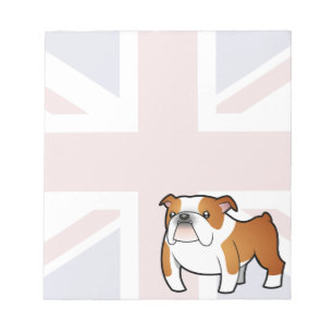 Union Jack Cartoon English Bulldog Notitieblok