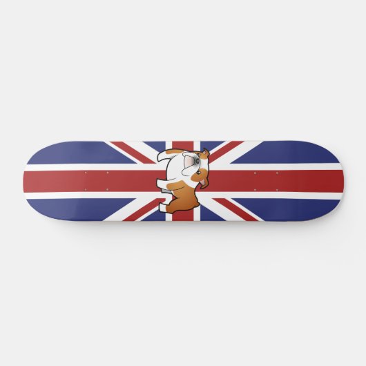 Union Jack Cartoon English Bulldog Persoonlijk Skateboard (Horizontaal)
