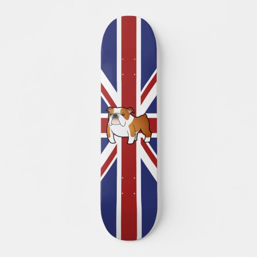 Union Jack Cartoon English Bulldog Persoonlijk Skateboard (Voorkant)
