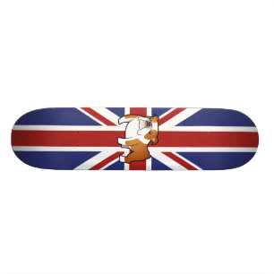 Union Jack Cartoon English Bulldog Persoonlijk Skateboard