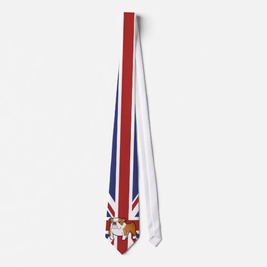 Union Jack Cartoon English Bulldog Stropdas (Voorkant)