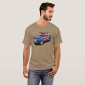Union Jack Classic Mini Car op Tan T-Shirt (Voorkant volledig)