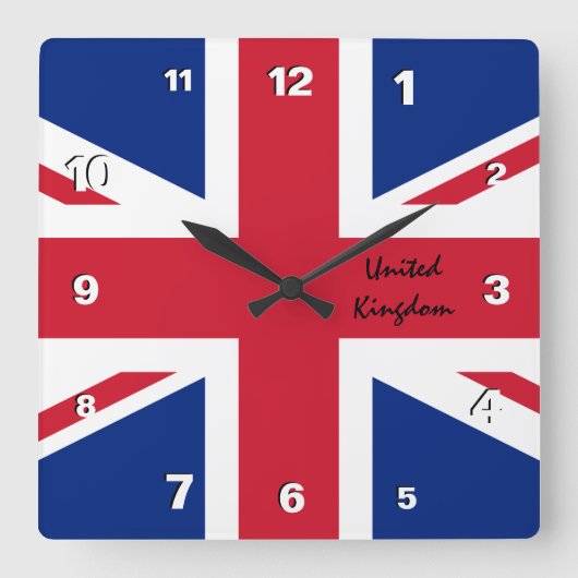 Union Jack Clock, patriottisch thuis UK, Britse vl Vierkante Klok (Voorkant)