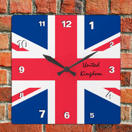 Union Jack Clock, patriottisch thuis UK, Britse vl Vierkante Klok