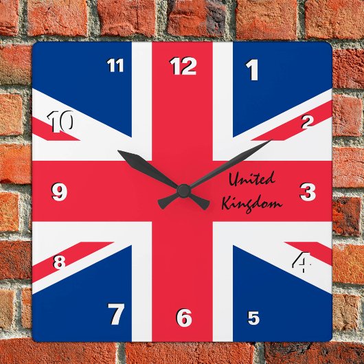 Union Jack Clock, patriottisch thuis UK, Britse vl Vierkante Klok