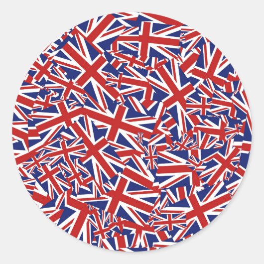 Union Jack Collage Ronde Sticker (Voorkant)