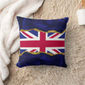 Union Jack Cushion Navy Gold Border Sierkussen (Deken)