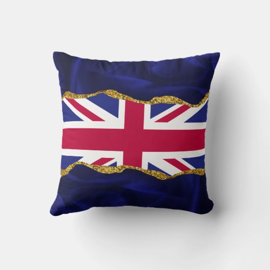 Union Jack Cushion Navy Gold Border Sierkussen (Achterkant)