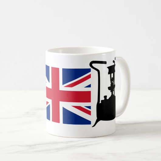 Union Jack en Paraffine drukkachel Koffiemok (Voorkant rechts)